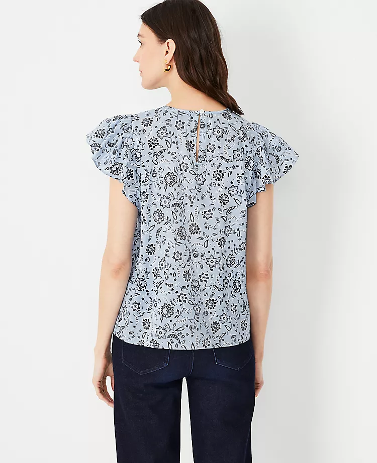 Floral Flounce Sleeve Top 4 Floral Flounce Sleeve Top - Image 2