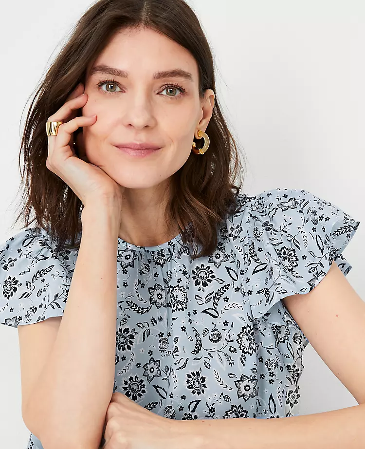 Floral Flounce Sleeve Top 5 Floral Flounce Sleeve Top - Image 3