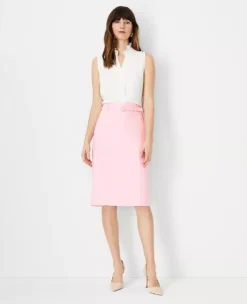 The Belted Seamed Pencil Skirt In Linen Blend -Anntaylor Shop 613806 0663 ALT2