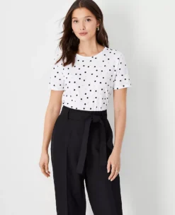 Dotted Pima Cotton Crew Neck Tee