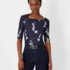 Floral Refined Stretch Envelope Neck Top -Anntaylor Shop 613813 1362