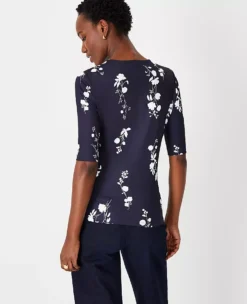 Floral Refined Stretch Envelope Neck Top 5 Floral Refined Stretch Envelope Neck Top -Anntaylor Shop 613813 1362 ALT1