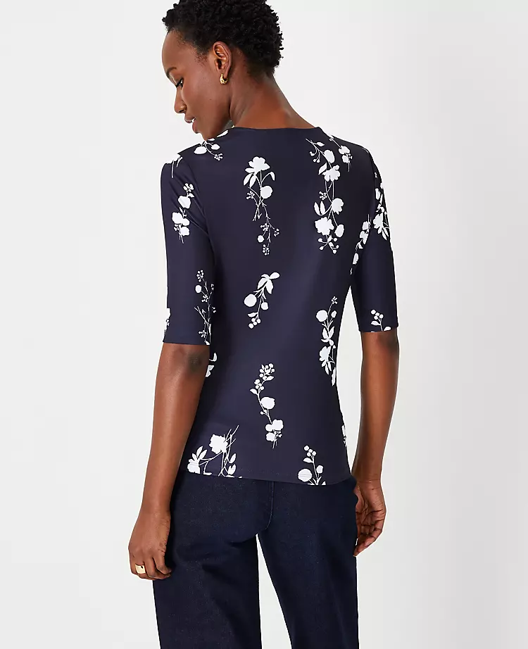 Floral Refined Stretch Envelope Neck Top 4 Floral Refined Stretch Envelope Neck Top - Image 2