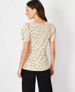 Dotted Knot Sleeve Top -Anntaylor Shop 613817 7879 ALT1