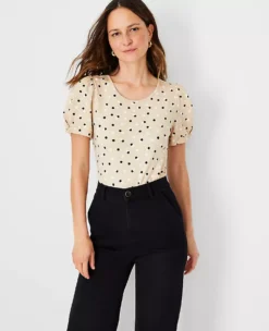 Dotted Knot Sleeve Top -Anntaylor Shop 613817 7879 ALT2