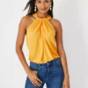 Mixed Media Draped Halter Top -Anntaylor Shop 613824 6943