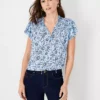 Floral Ruffle Tie Neck Mixed Media Top 1 Floral Ruffle Tie Neck Mixed Media Top -Anntaylor Shop 613828 018571