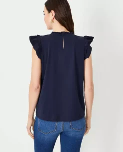 Ric Rac Yoke Mixed Media Top -Anntaylor Shop 613829 2570 ALT1