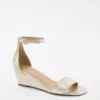 Metallic Leather Low Wedge Sandals -Anntaylor Shop 613947 3379