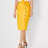 Linen Blend Button Wrap Pencil Skirt -Anntaylor Shop 614230 6943
