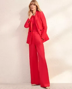 The Petite Relaxed Double Breasted Long Blazer In Linen Blend -Anntaylor Shop 614240 2570 MKTG1