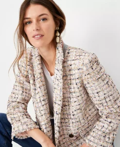 Petite Multicolored Tweed Double Breasted Blazer -Anntaylor Shop 614260 0222 ALT2