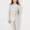 The Petite Tailored Double Breasted Long Blazer In Linen Blend -Anntaylor Shop 614268 9133