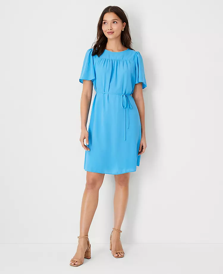 Flutter Sleeve Belted Shift Dress 3 Flutter Sleeve Belted Shift Dress