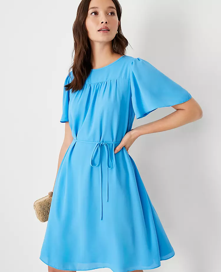Flutter Sleeve Belted Shift Dress 5 Flutter Sleeve Belted Shift Dress - Image 3