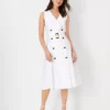 Petite Double Breasted Belted Flare Dress -Anntaylor Shop 614301 9000