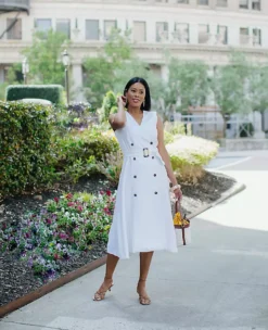 Petite Double Breasted Belted Flare Dress -Anntaylor Shop 614301 9000 MKTG2