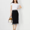 Petite Embroidered Side Slit Pencil Skirt