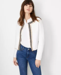 Petite Crochet Trim Jacket -Anntaylor Shop 614366 9000 ALT2