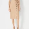 Petite Button Wrap Pencil Skirt