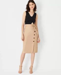 Petite Button Wrap Pencil Skirt -Anntaylor Shop 614375 5824 ALT2