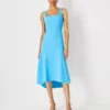 Petite Square Neck Hi-Lo Flare Dress -Anntaylor Shop 614414 2643