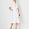 Petite Linen Blend Puff Sleeve Pocket Shirtdress -Anntaylor Shop 614420 9000
