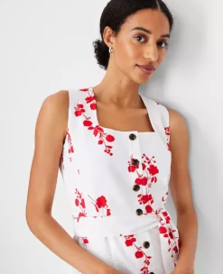 Petite Floral Button Flare Dress -Anntaylor Shop 614444 9000 ALT2