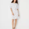 Petite Dotted Shirred Shift Dress -Anntaylor Shop 614451 9000