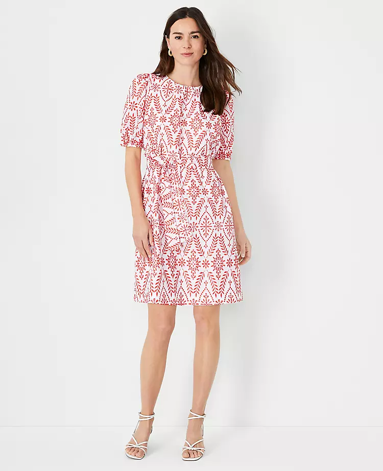 Petite Eyelet Belted Shift Dress
