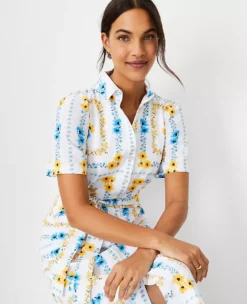 Petite Floral Square Belted Shirtdress -Anntaylor Shop 614466 9000 ALT2