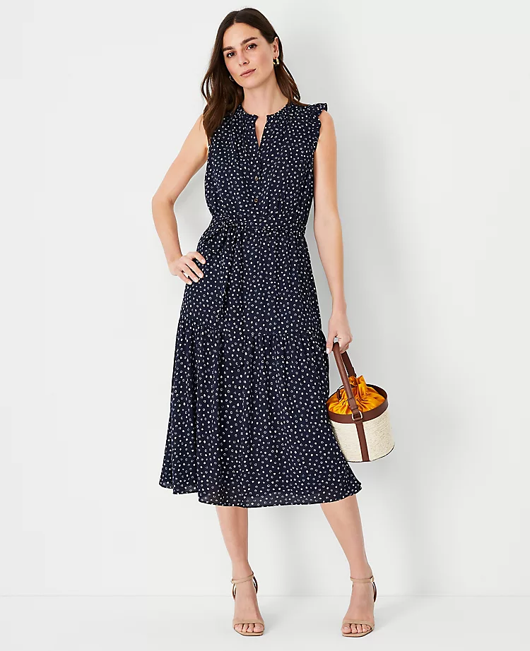 Petite Spotted Ruffle Belted Flare Dress 3 Petite Spotted Ruffle Belted Flare Dress