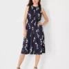 Petite Floral Gathered Sleeveless Flare Dress