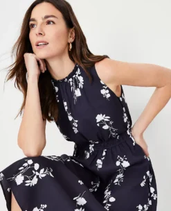 Petite Floral Gathered Sleeveless Flare Dress -Anntaylor Shop 614478 1362 ALT2