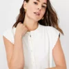 Petite Scalloped Mixed Media Button Top -Anntaylor Shop 614564 9192