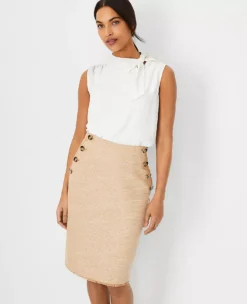 Petite Asymmetrical Tie Neck Mixed Media Shell -Anntaylor Shop 614572 9192 ALT2