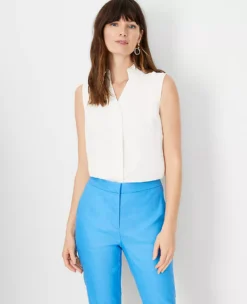 Petite Sleeveless Ruffle Button Top