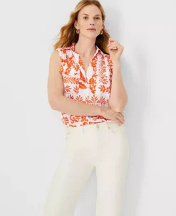 Petite Botanical Sleeveless Camp Shirt