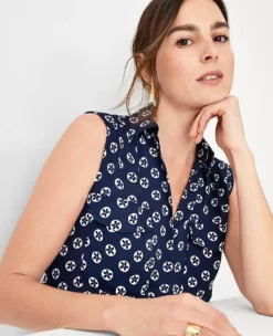 Petite Floral Sleeveless Camp Shirt -Anntaylor Shop 614692 8818 ALT2
