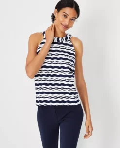 Petite Wave Button Back Halter Top