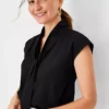 Petite Tie Neck Cap Sleeve Top