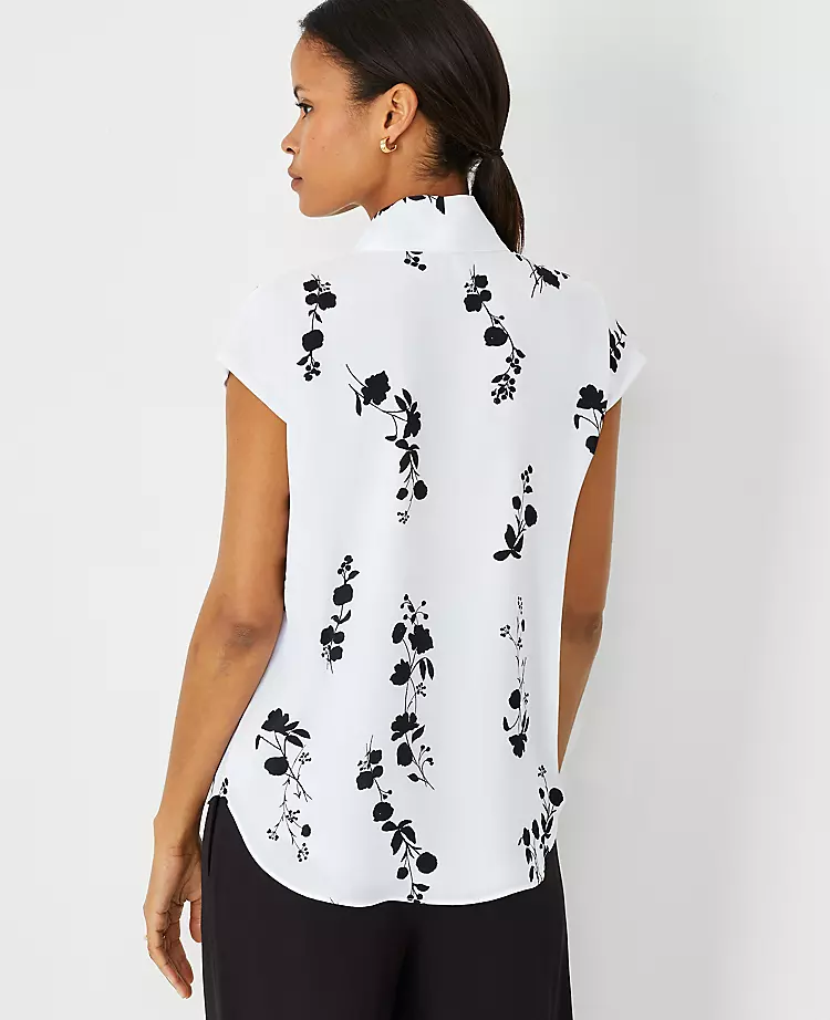 Petite Floral Tie Neck Cap Sleeve Top 4 Petite Floral Tie Neck Cap Sleeve Top - Image 2