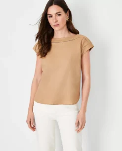 Petite Linen Blend Boatneck Top