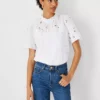 Petite Floral Cutout Lace Ruffle Mock Neck Top -Anntaylor Shop 614835 9000