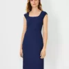 The Scoop Neck Zip Pocket Dress In Bi-Stretch Pure Sapphire