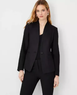 The Petite Cutaway Blazer In Linen Blend