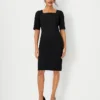 The Petite Elbow Sleeve Square Neck Dress In Seasonless Stretch -Anntaylor Shop 615027 6600