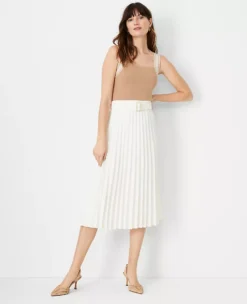 Belted Pleated Midi Skirt -Anntaylor Shop 615244 9192 ALT2