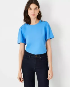 Ponte Shoulder Button Top