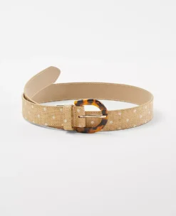 Polka Dot Straw Trouser Belt